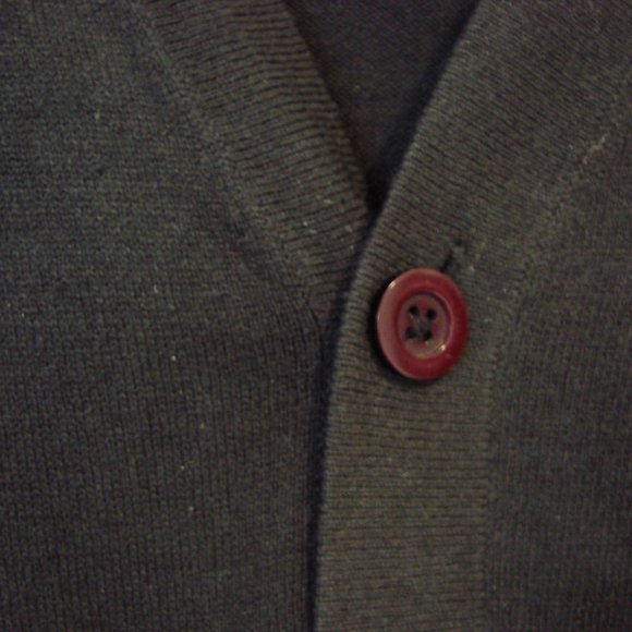 Wool Blend Dark Gray Black Cardigan Sweater Button Front Izod Size Large - Picture 7 of 14